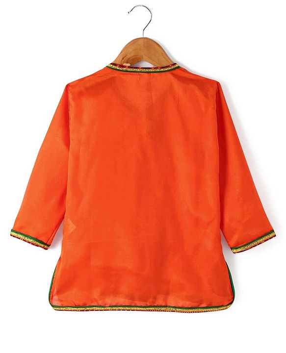 Babyhug Woven Full Sleeves Jamna Set with Forehead Cap & Waistband- Orange