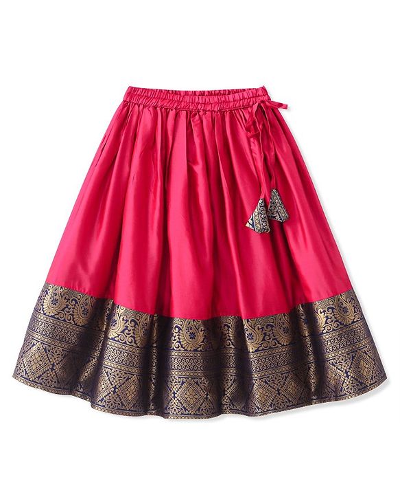 Babyhug Half Sleeves Choli & Pattu Pavada Lehenga  with Dupatta Set Foil Printed - Fuchsia