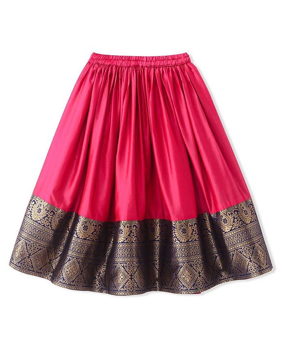 Babyhug Half Sleeves Choli & Pattu Pavada Lehenga  with Dupatta Set Foil Printed - Fuchsia