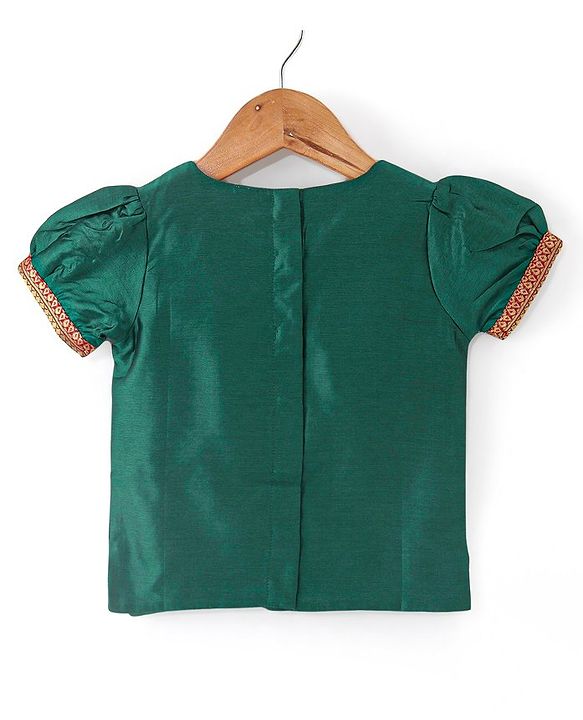 Babyhug Half Sleeves Choli & Pattu Pavada Lehenga  with Dupatta Set Foil Printed - Green