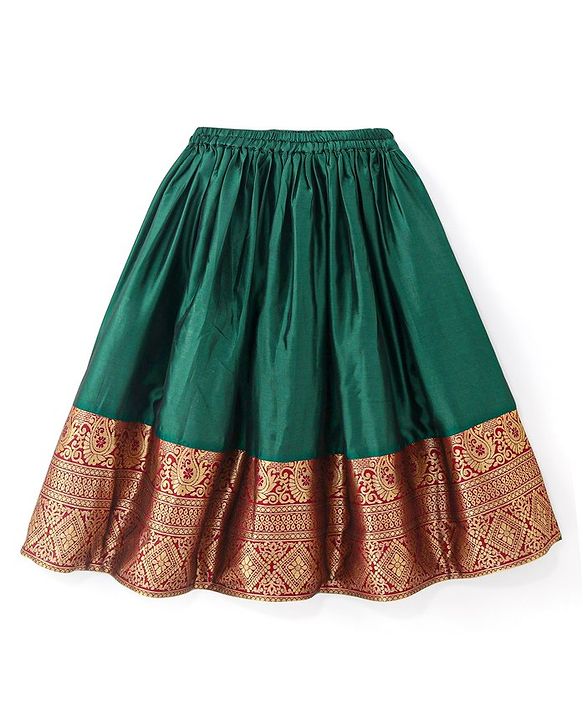 Babyhug Half Sleeves Choli & Pattu Pavada Lehenga  with Dupatta Set Foil Printed - Green