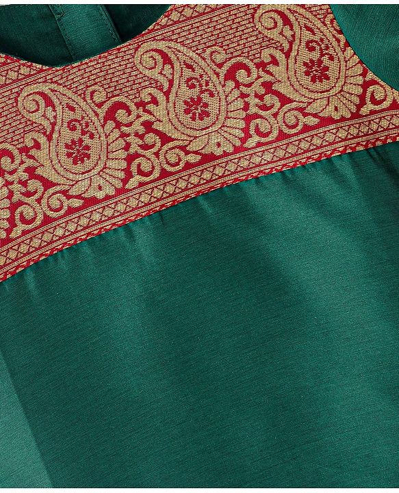 Babyhug Half Sleeves Choli & Pattu Pavada Lehenga  with Dupatta Set Foil Printed - Green