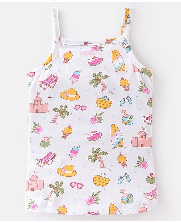 Babyhug 100% Cotton Sleeveless Slip Beach Print Pack of 3 - Multicolour