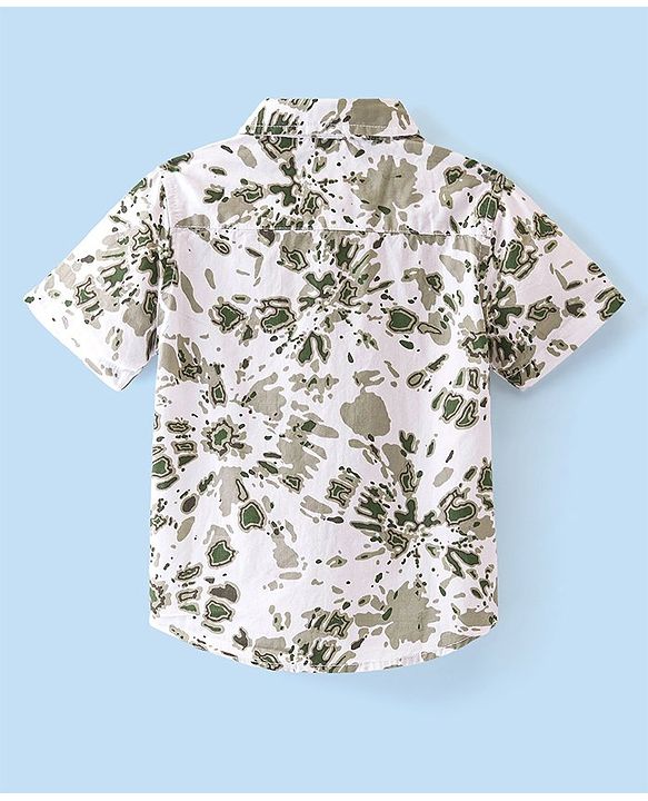 Babyhug 100% Cotton Woven Half Sleeves Shirt Abstract Print - Grey