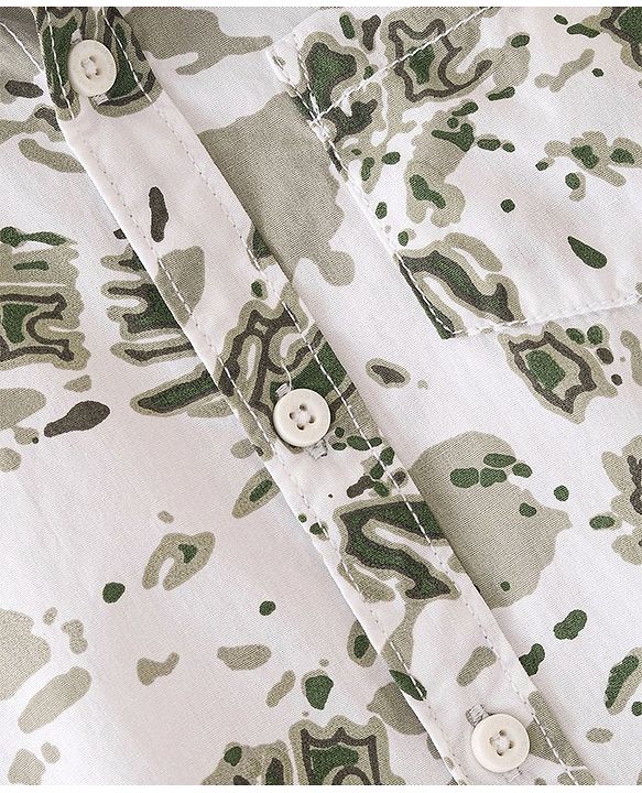 Babyhug 100% Cotton Woven Half Sleeves Shirt Abstract Print - Grey