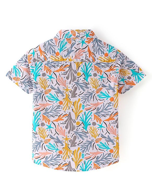 Babyhug 100% Cotton Woven Half Sleeve Regular Collar Shirt Abstract Print - Multicolour