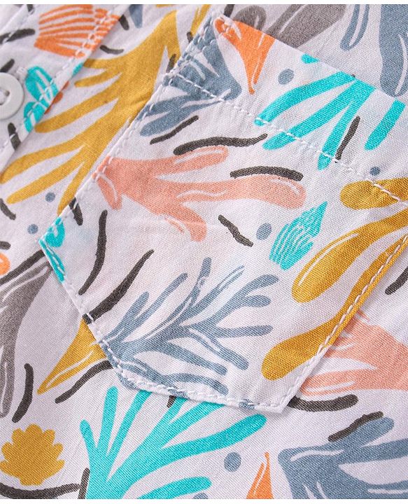 Babyhug 100% Cotton Woven Half Sleeve Regular Collar Shirt Abstract Print - Multicolour