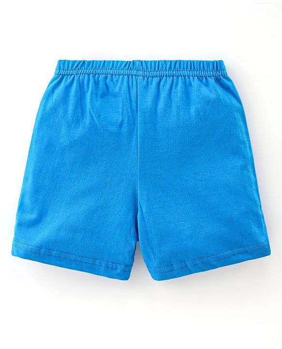 Babyhug 100% Cotton Knit Sleeveless Sando & Shorts Set Shark Print -Blue