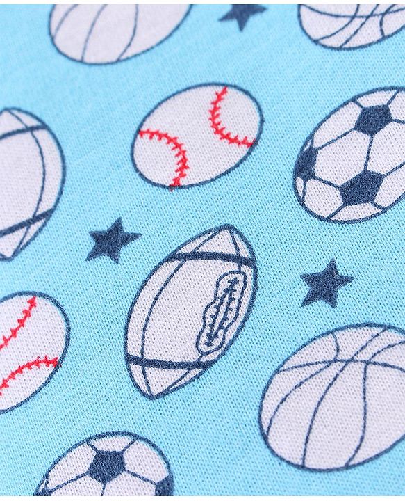 Babyhug 100% Cotton Knit Sleeveless Sando & Shorts Set Balls Print -Blue