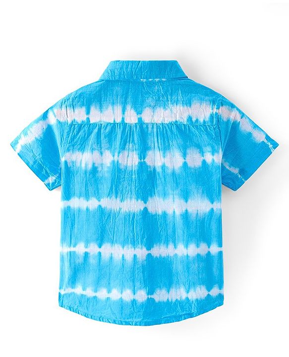 Babyhug 100% Cotton Woven Half Sleeve Solid Regular Collar Tie & Die Shirt - Blue