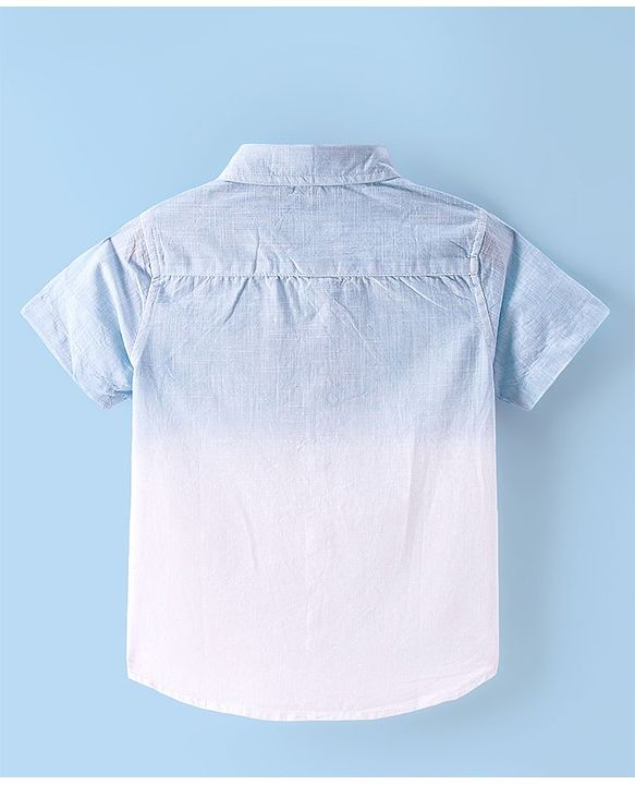 Babyhug 100% Cotton Woven Half Sleeve Solid Regular Collar Tie & Die Shirt - Blue & White