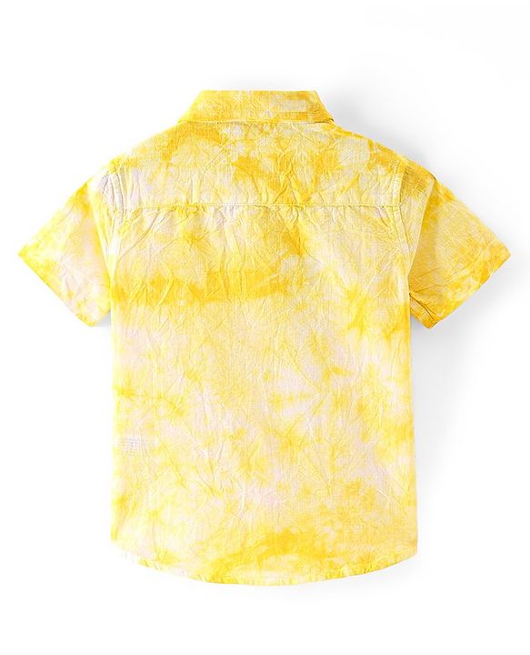Babyhug 100% Cotton Woven Half Sleeves Solid Regular Collar Tie & Die Shirt - Yellow