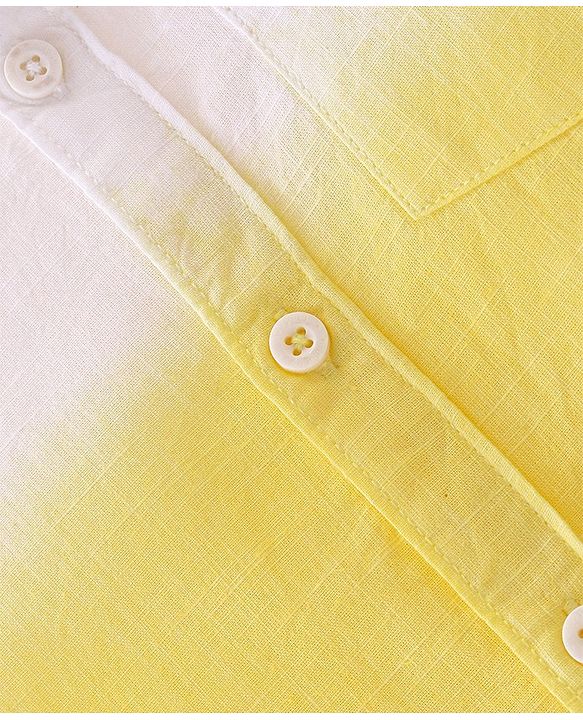 Babyhug Cotton Woven Half Sleeves Regular Collar Shirt Tie & Dye Pattern - Yellow & White