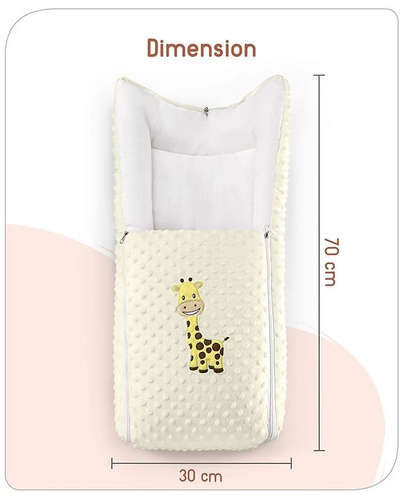 Babyhug Bubble Giraffe Embroidered 3 in 1 Baby Carry Nest Cum Sleeping Bag - Off White