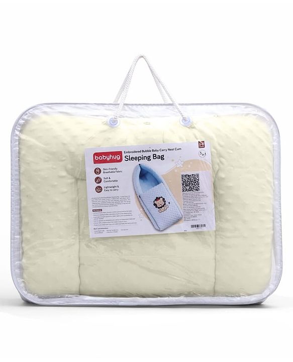 Babyhug Bubble Giraffe Embroidered 3 in 1 Baby Carry Nest Cum Sleeping Bag - Off White