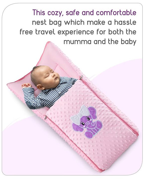 Babyhug Bubble Giraffe Embroidered 3 in 1 Baby Carry Nest Cum Sleeping Bag - Off White