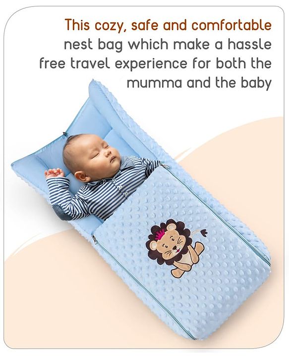 Babyhug Bubble Giraffe Embroidered 3 in 1 Baby Carry Nest Cum Sleeping Bag - Off White