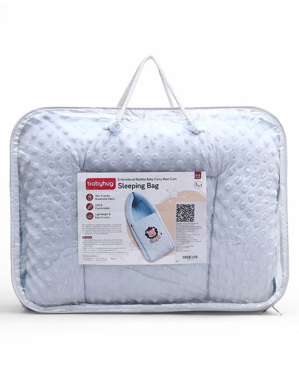 Babyhug Bubble Giraffe Embroidered 3 in 1 Baby Carry Nest Cum Sleeping Bag - Off White