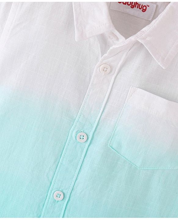 Babyhug Cotton Knit Half Sleeve Solid Regular Collar  Tie & Die Shirt- White & Blue