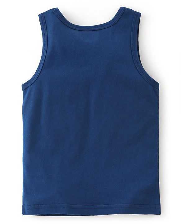Babyhug 100% Cotton Sleeveless Sando Astronaut Print Pack Of 3 - Green & Blue