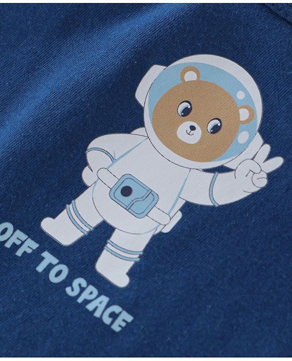 Babyhug 100% Cotton Sleeveless Sando Astronaut Print Pack Of 3 - Green & Blue