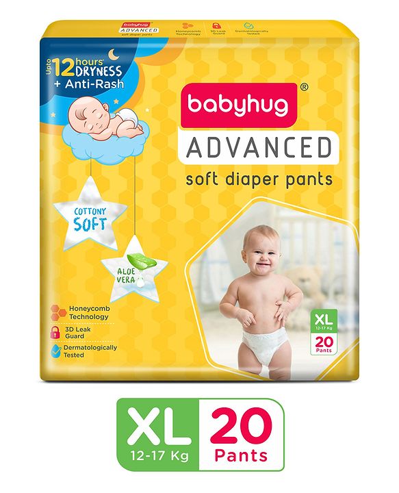 Babyhug Advanced Pant Style Diapers Extra Large (XL) Pack of 2 - 20 Pieces each
