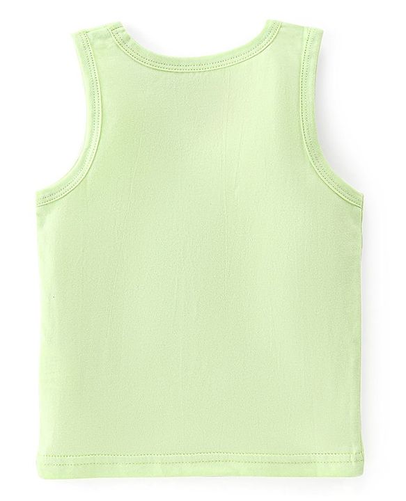 Babyhug 100% Cotton Sleeveless Sando With Teddy Print Pack Of 3 - Green & Purple