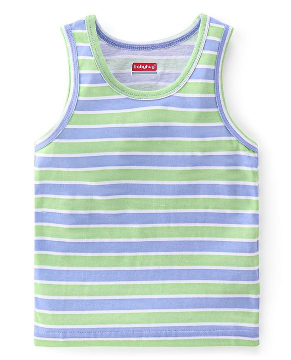 Babyhug 100% Cotton Sleeveless Sando With Teddy Print Pack Of 3 - Green & Purple