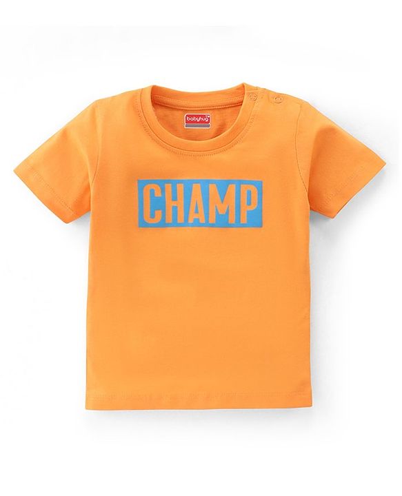 Babyhug 100% Cotton Knit Half Sleeves T-Shirt With Text Graphics - Yellow