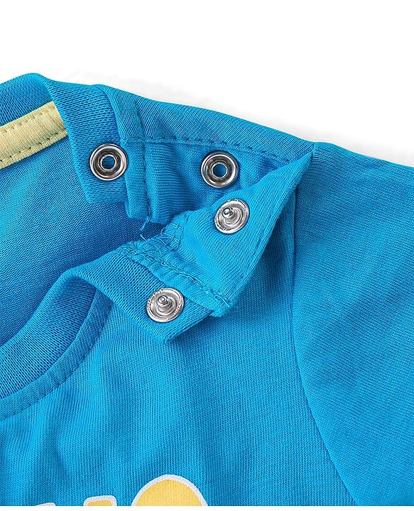 Babyhug Cotton Knit Half Sleeves T-Shirt with Text Print - Blue