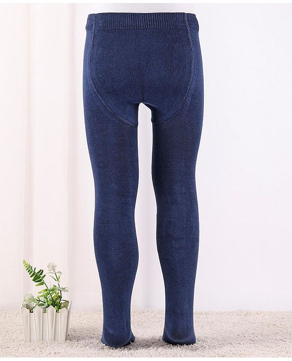 Cute Walk by Babyhug Anti Bacterial Cotton Blend Knit Solid Colour Footed Tights - Navy Blue