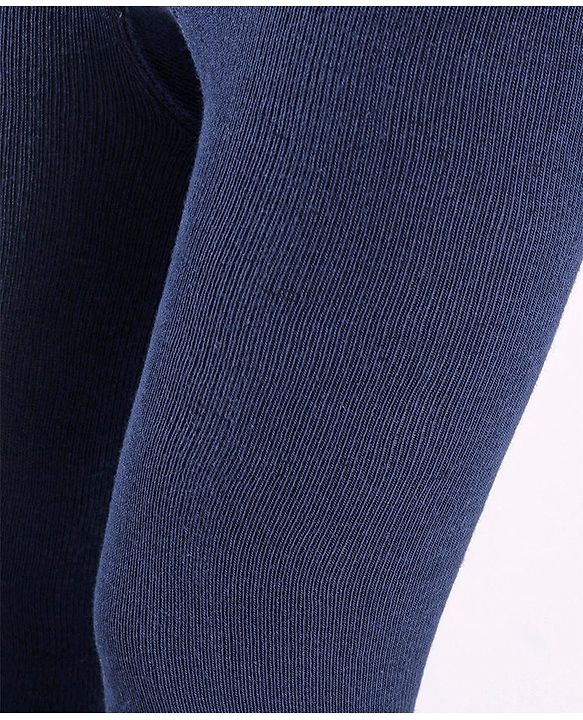 Cute Walk by Babyhug Anti Bacterial Cotton Blend Knit Solid Colour Footed Tights - Navy Blue