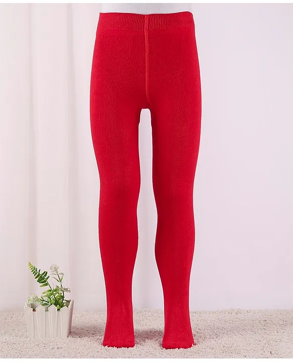 Buy Cute Walk by Babyhug Cotton Blend Knit Anti Bacterial Solid Colour Footed  Tights Red for Girls (3-6Months) Online in India, Shop at  -  15556874