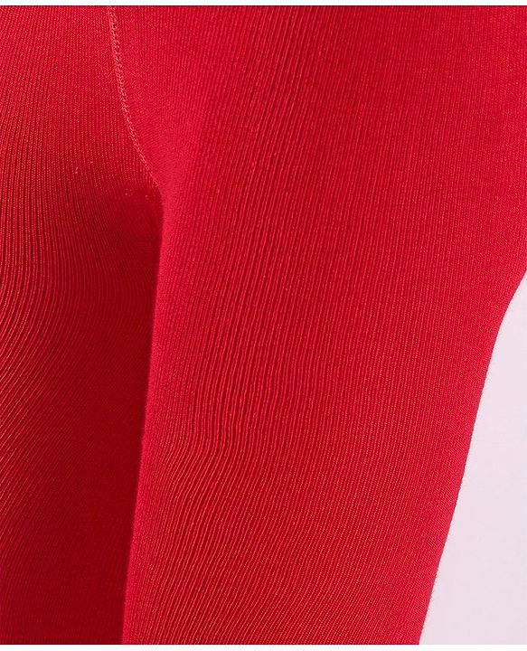 Cute Walk by Babyhug Cotton Blend Knit Anti Bacterial Solid Colour Footed Tights- Red