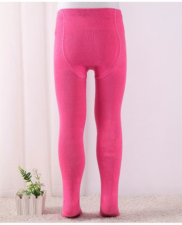 Cute Walk by Babyhug Cotton Blend Knit Anti Bacterial Solid Colour  Footed Tights- Pink