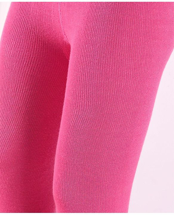 Cute Walk by Babyhug Cotton Blend Knit Anti Bacterial Solid Colour  Footed Tights- Pink