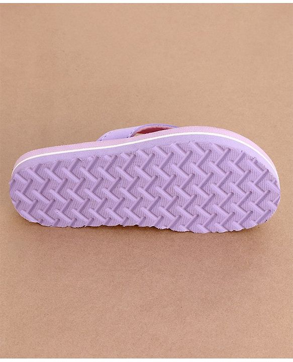Cute Walk by Babyhug Slip On Flip Flops with Floral Print- Purple