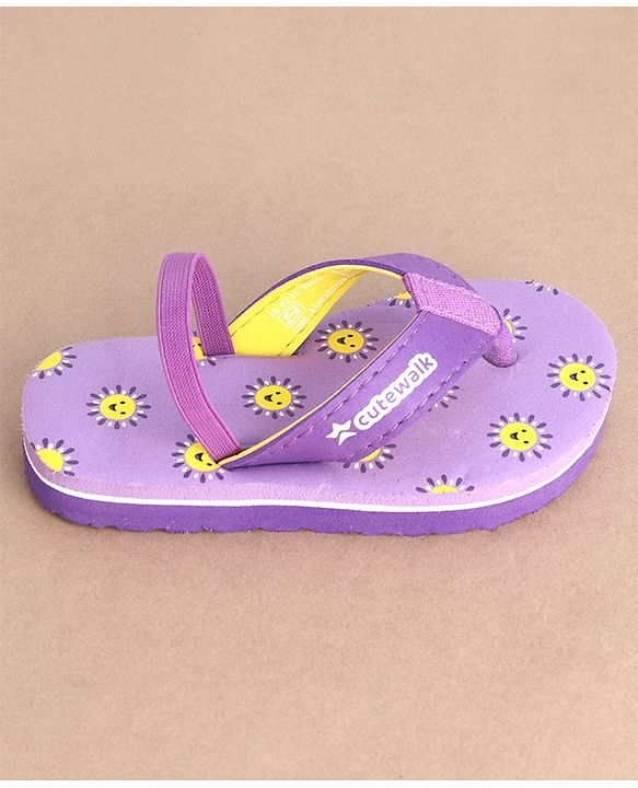 Cute Walk by Babyhug Flip Flops With Back Strap Sun Print - Purple