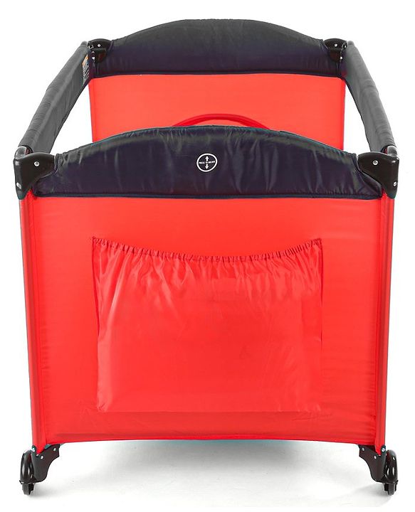 Babyhug Amaze Playpen cum Travel Cot with Mattress & Mosquito Net  Red| Easy Assembly| Compact Fold| Mesh Sides| Zipper Opening for Fun-play| Storage cum Carry Bag| Wheels with Lock