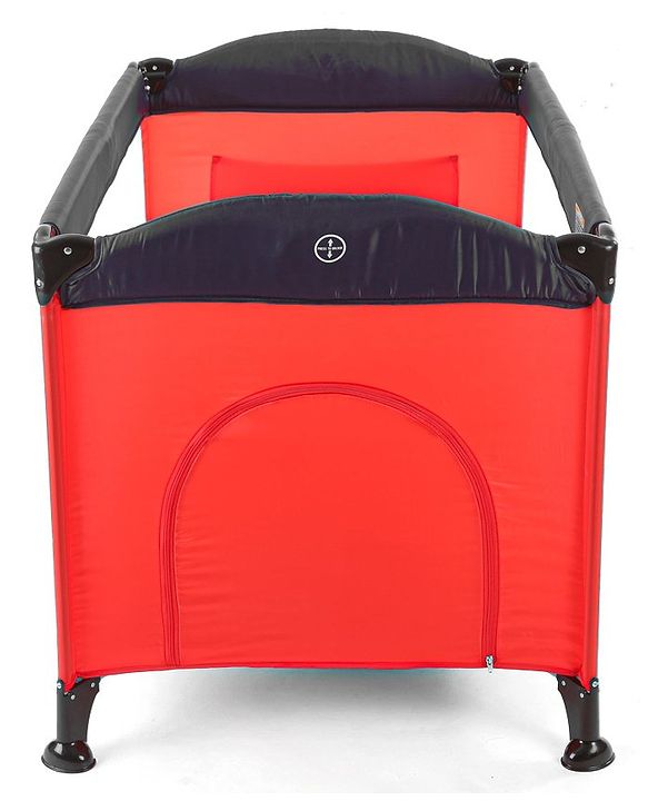 Babyhug Amaze Playpen cum Travel Cot with Mattress & Mosquito Net  Red| Easy Assembly| Compact Fold| Mesh Sides| Zipper Opening for Fun-play| Storage cum Carry Bag| Wheels with Lock