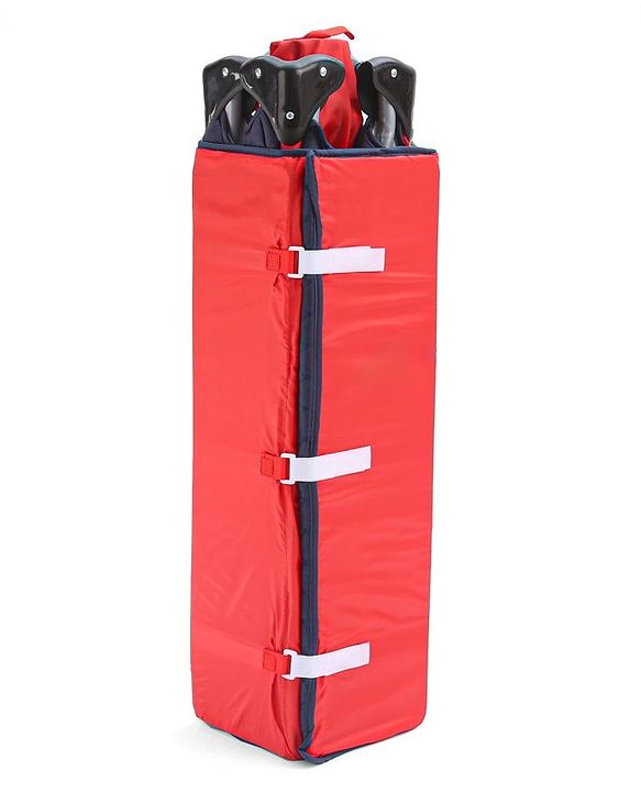Babyhug Amaze Playpen cum Travel Cot with Mattress & Mosquito Net  Red| Easy Assembly| Compact Fold| Mesh Sides| Zipper Opening for Fun-play| Storage cum Carry Bag| Wheels with Lock