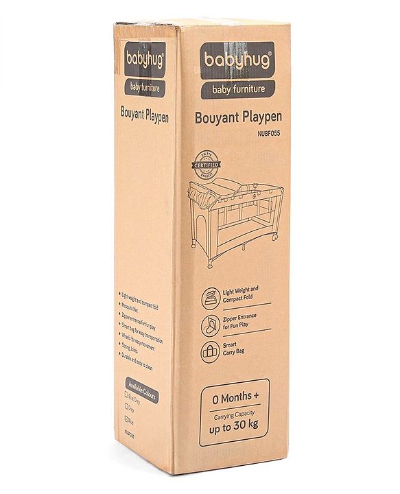 Babyhug Amaze Playpen cum Travel Cot with Mattress & Mosquito Net  Red| Easy Assembly| Compact Fold| Mesh Sides| Zipper Opening for Fun-play| Storage cum Carry Bag| Wheels with Lock