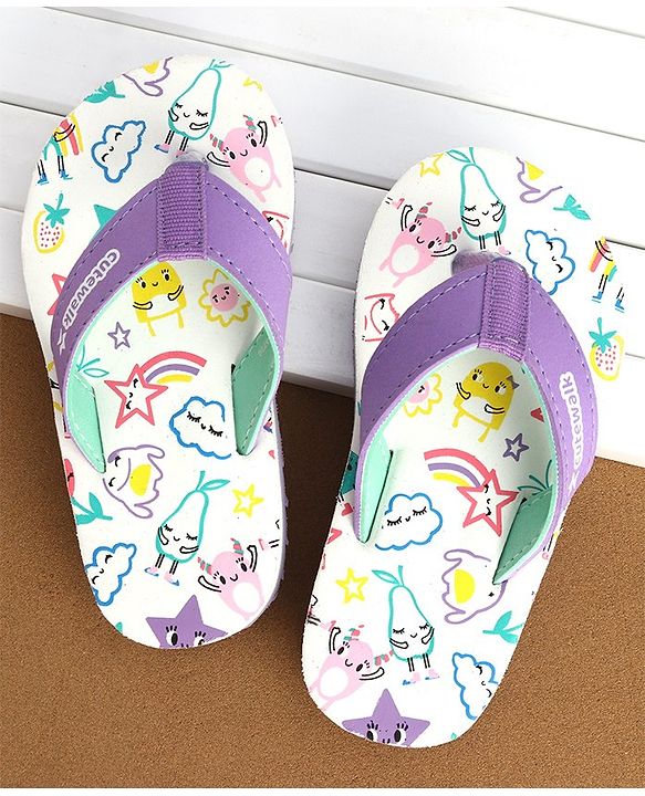 Cute Walk by Babyhug Slip On  Flip Flops Star Print- White & Purple