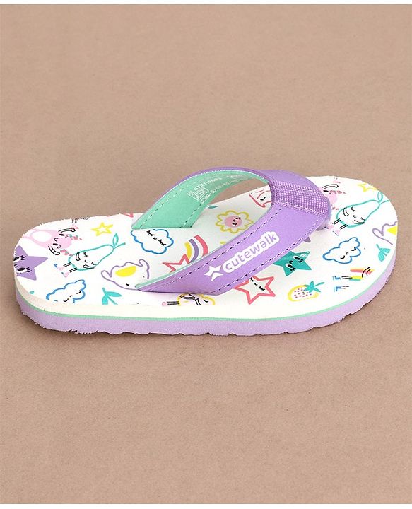 Cute Walk by Babyhug Slip On  Flip Flops Star Print- White & Purple