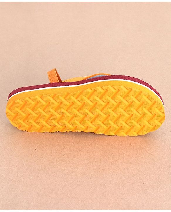Cute Walk by Babyhug Flip Flops Backstrap Closure Floral Print- Maroon & Orange