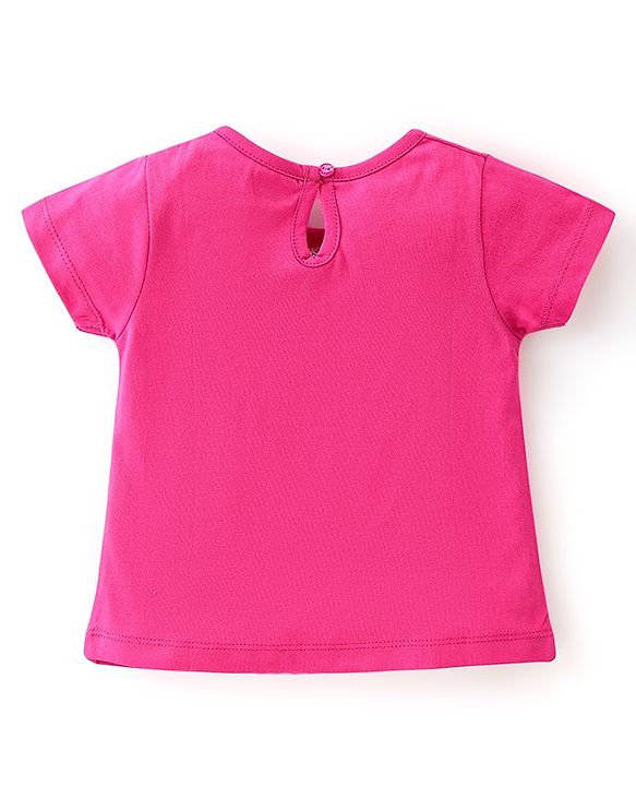 Babyhug Cotton Half Sleeves Top With Text Graphics - Pink