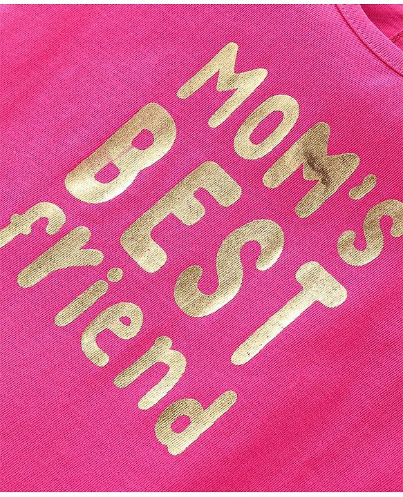 Babyhug Cotton Half Sleeves Top With Text Graphics - Pink