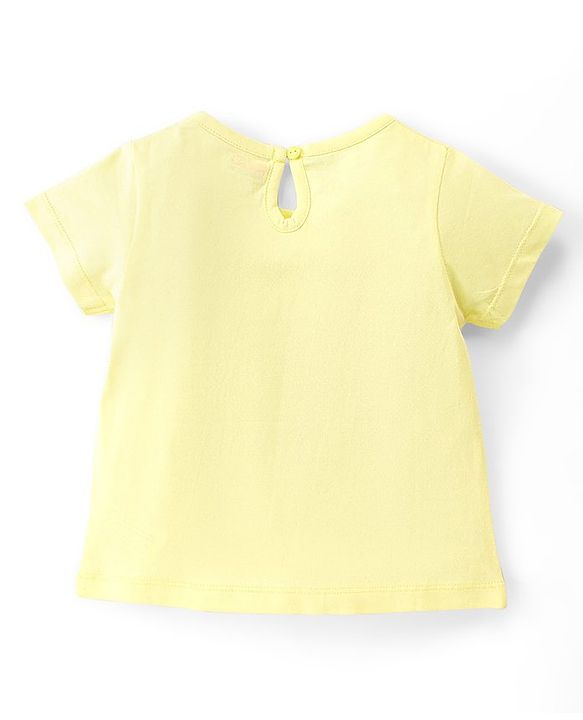 Babyhug Cotton Knit Half Sleeves Top with Butterfly Print - Cream