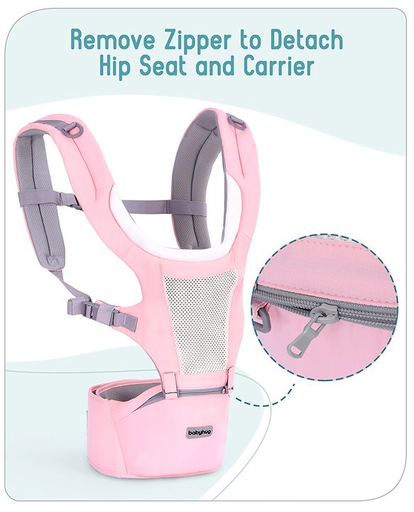 Babyhug Adore 5-in-1 Hip Seat Baby Carrier: Ergonomic, Breathable fabric, Padded straps, Foldable headrest, Secure waist belt, 5 carry positions, and storage pockets for babies up to 15 kg-Green