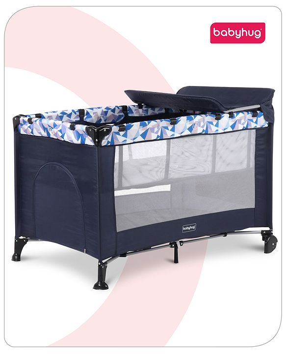 Babyhug Bouyant 3 in 1 Playpen cum Cot with Mosquito Net - Dark Blue